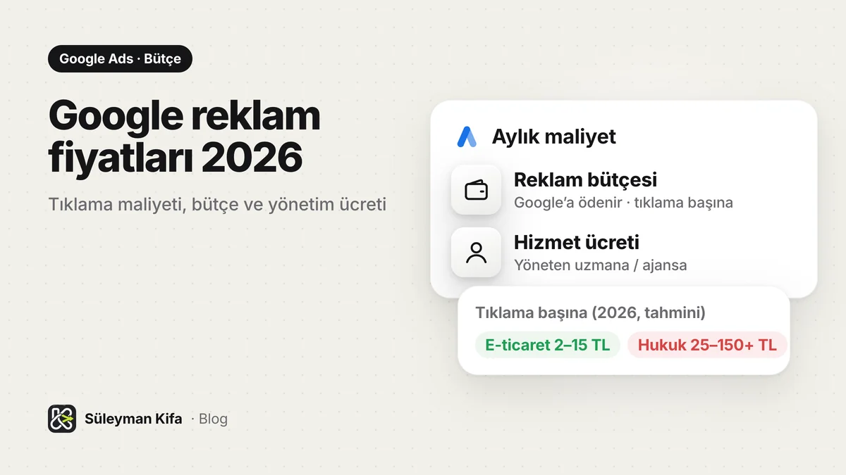 Google Reklam Fiyatları 2026: Ne Kadar Bütçe Gerekir?