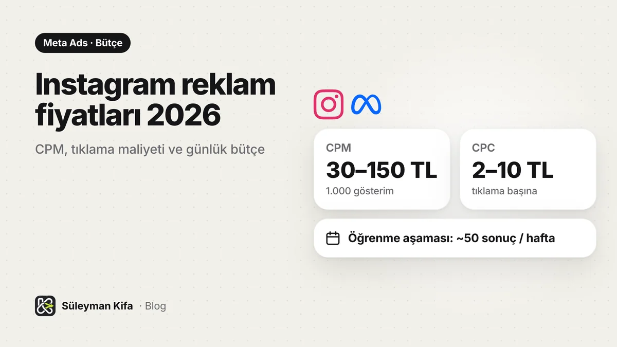 Instagram Reklam Fiyatları 2026: Gerçekçi Bütçe Rehberi